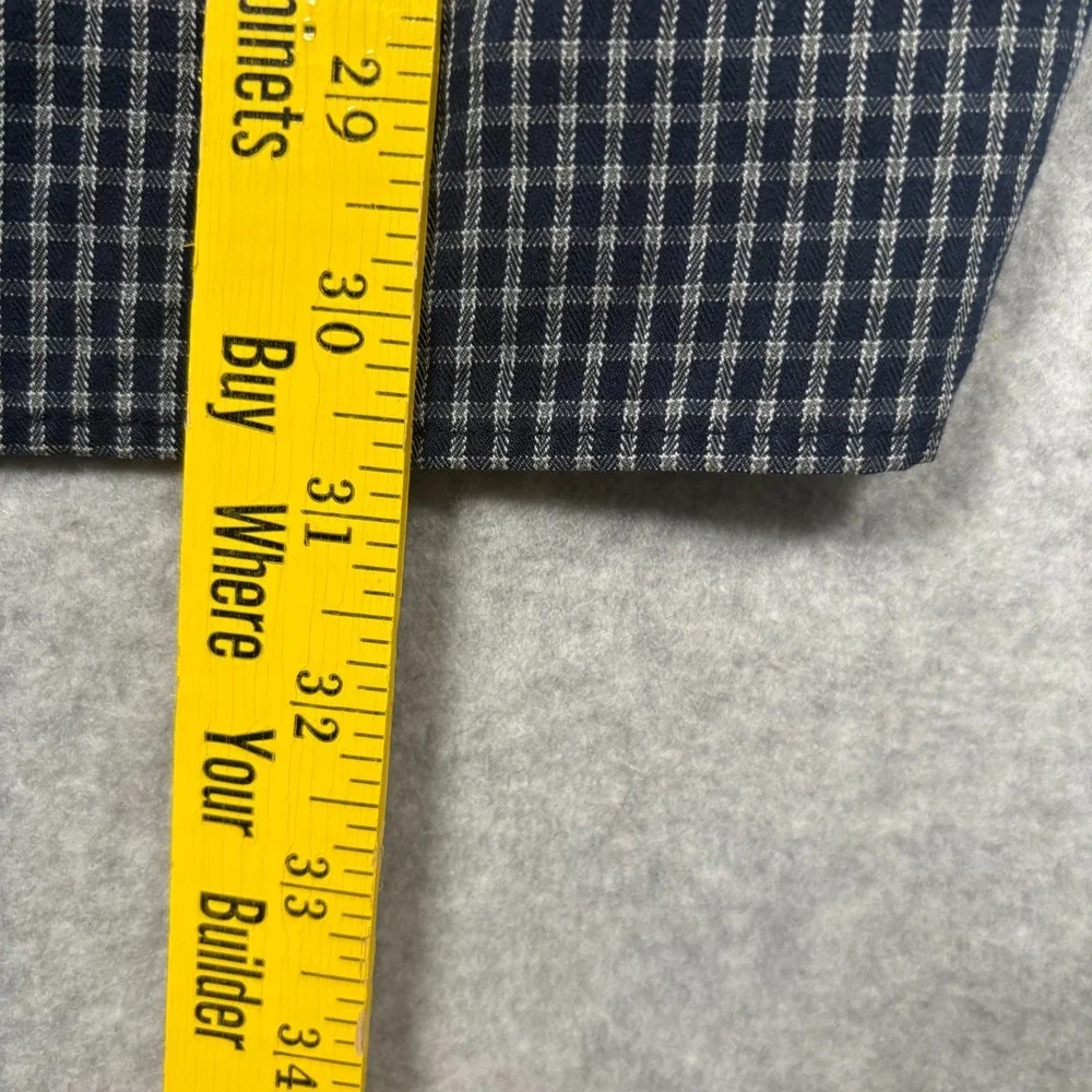 The North Face Mens Large Plaid Button Up Shirt Navy Blue Outdoor Hiking Cotton